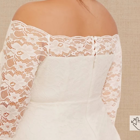 TORRID wedding/Special Occasion Ivory Lace Off Shoulder Bodycon Dress NWT - Picture 5 of 8
